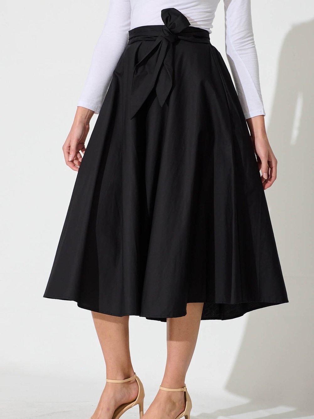 Kate Spade Black Circle Skirt with Waist Tie